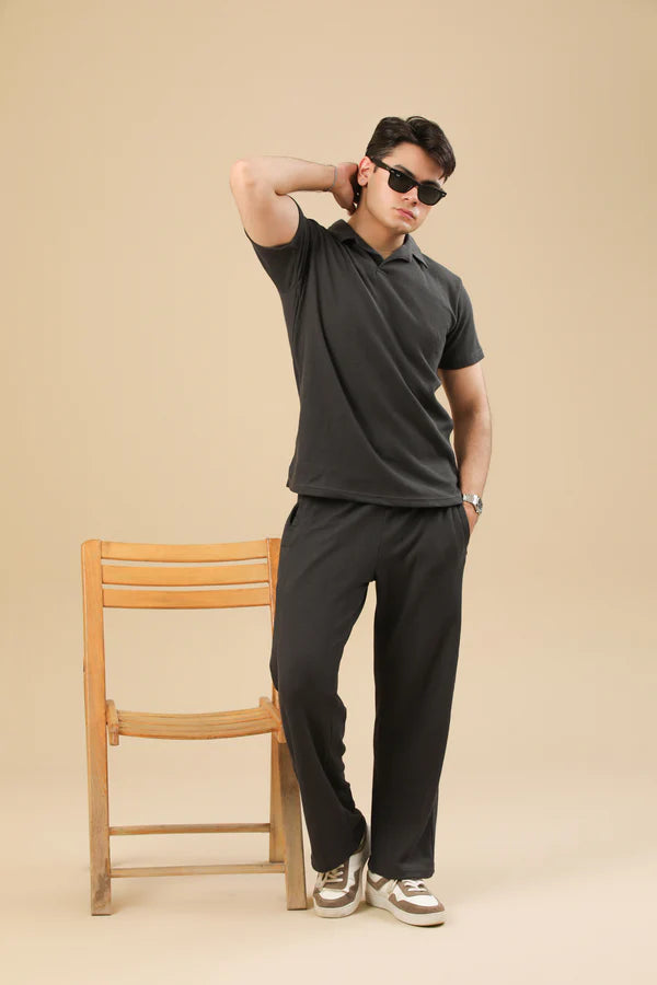 Black Drop Needle Coord Set - 2PC - Men